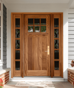Palermo Craftsman 6 Lite Mahogany Door with 5 Lite Sidelights