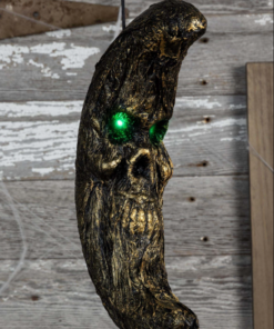 16-Inch Hanging Foam Moon with Green Light Up Eyes Decoration