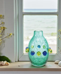 Hand-Blown Glass Vase with 3D Balls - 8-in