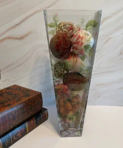 VASE ~ Statuesque thick glass vase with decorative ornamental balls 16.5”